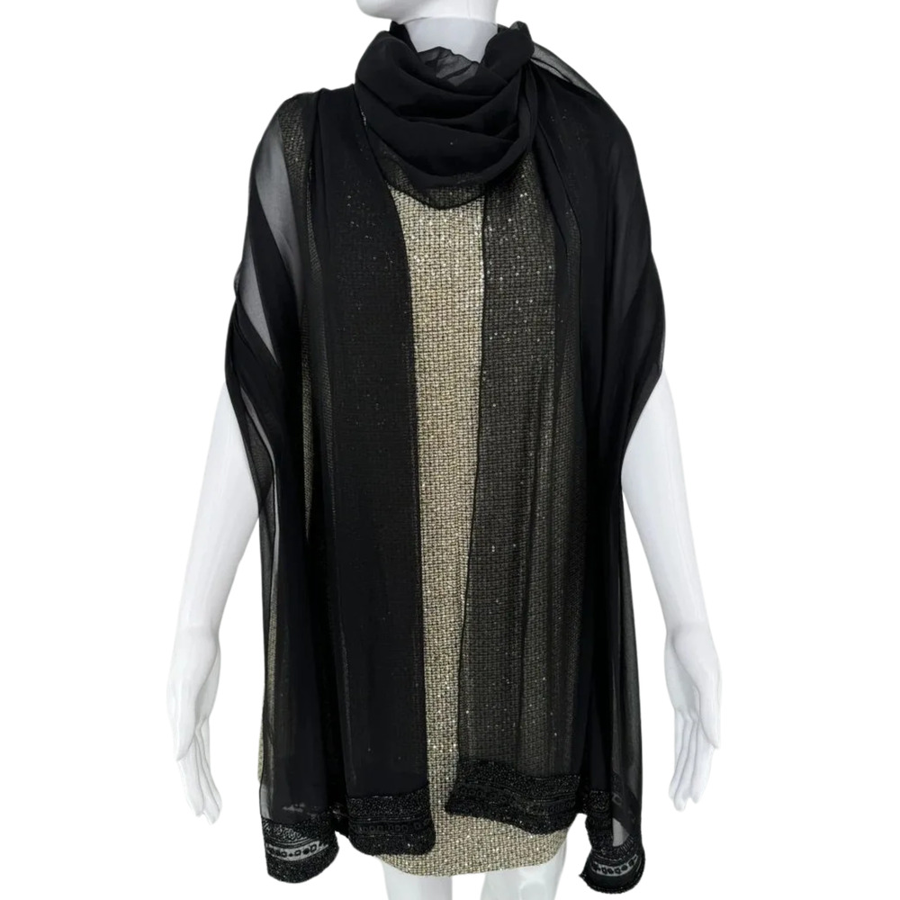 Pamella Roland Beaded Trim Sheer Shawl